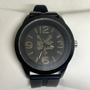 Zoo York black tone men’s Watch 48mm quartz analog silicone band running